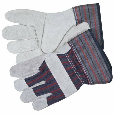 MCR SAFETY Gloves, Econ, Leather Palm, Small, 12PK 12010S